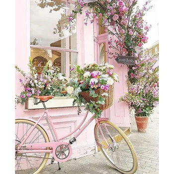 

Dpf Diy Bicycle Flower 5D Square Diamond Painting Cross Stitch Crafts Diamond Embroidery Wall Painting Home Decor