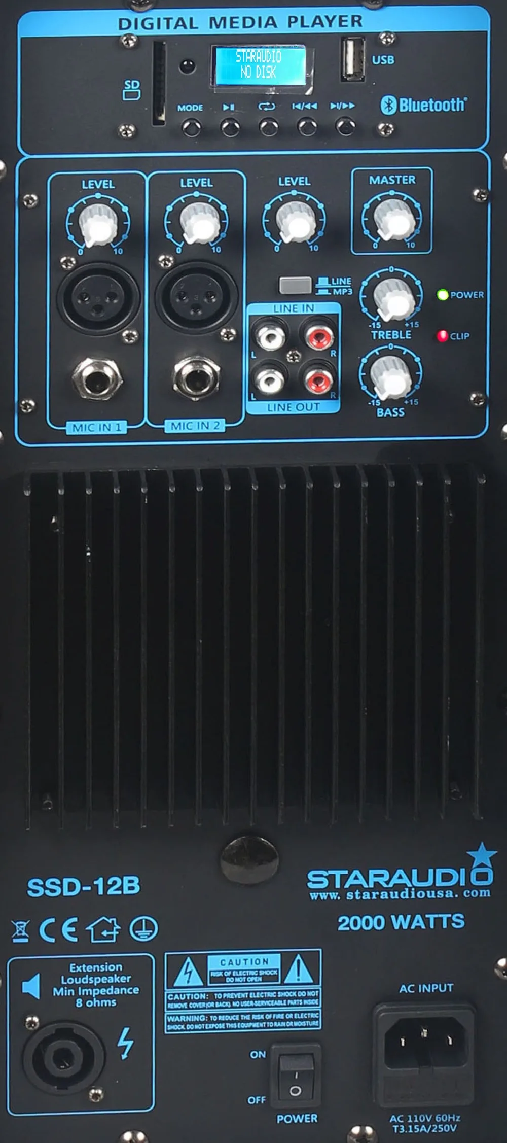 dual 12 inch 2000w dj pa stage party night clubs disco ktv powered speakers with cables stands