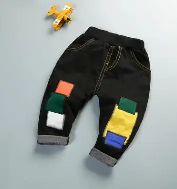 

Mid-waist Fashion Patch Kids Denim Pants 2019 Spring Autumn Baby Boy Jeans Girls Casual Trousers for 1-4 Years Old SY-F173112