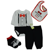 Комплекты одежды для маленьких мальчиков из 4 предметов, демисезонный комбинезон для младенцев мальчиков девочек+ штаны+ комбинезон+ носки, комплекты для детей