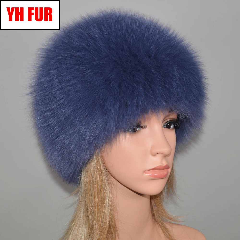 

Women Winter Natural Real Fox Fur Hat Elastic Warm Soft Fluffy Genuine Fox Fur Cap Luxurious Quality Real Fox Fur Bomber Hats