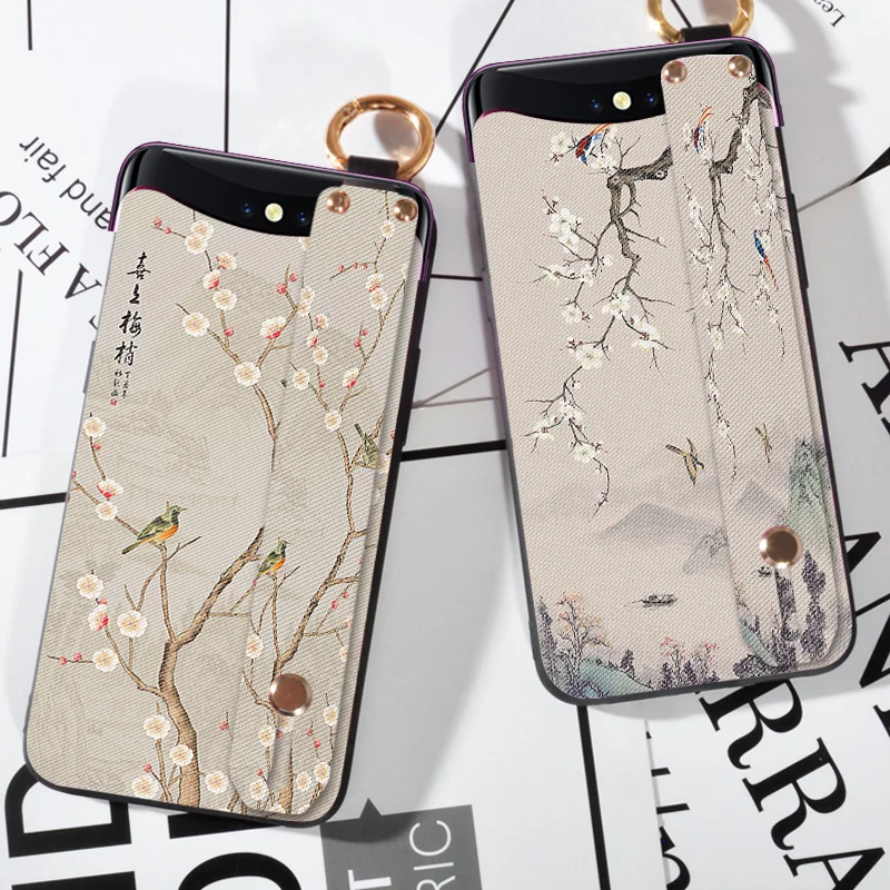 

3D Embossed Flowers Case For OPPO Find 7 X9007 Hand Cover Wrist Strap Cases For OPPO Find X Capa Stand Coque
