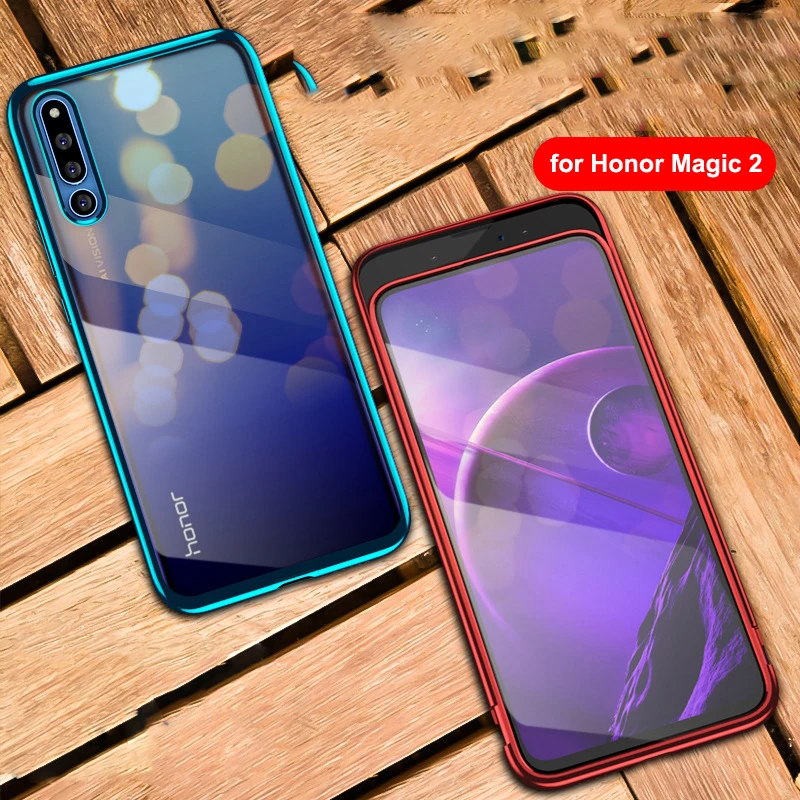 

for Huawei Honor Magic 2 Case 6.39'' Transparent Elac-plating PC 360 Full Cover for HONOR Macgic2 Shockproof Hard Clear Cover