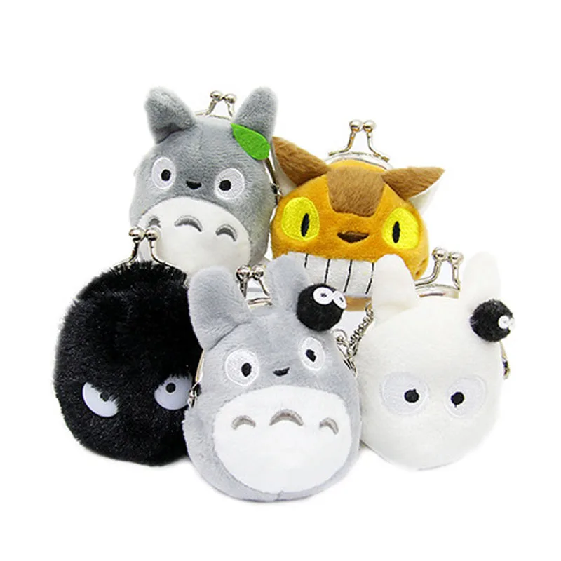 

7CM Totoro Clip Design Wallet Plush Stuffed Toy Mini Keychain Plush Toys Japanese Totoro Bus Cat Toy Wallet Cute Gift J0012