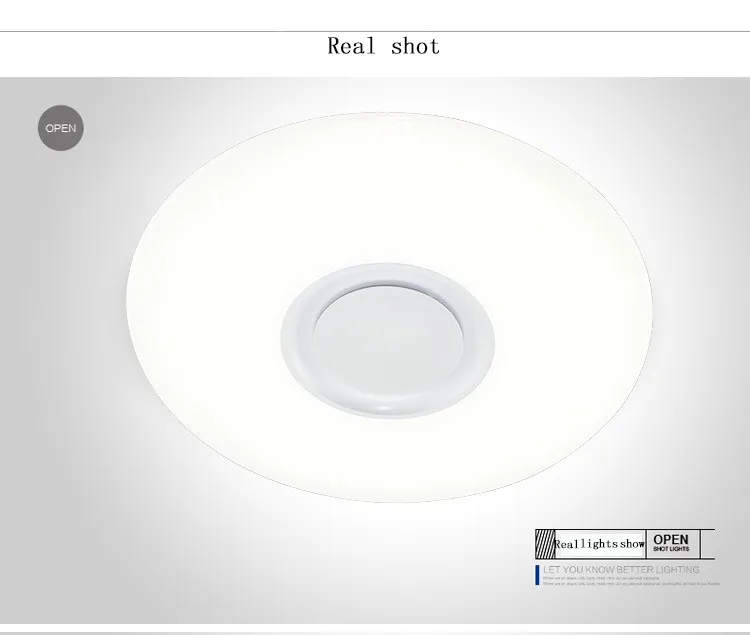 Цветная(RGB) Bluetooth светодиодный музыкальный потолочные светильники приложение Дистанционное Управление акриловая Светодиодная лампа с регулировкой освещения 110V 220V 24 Вт Lamparas De Techo светодиодный светильники