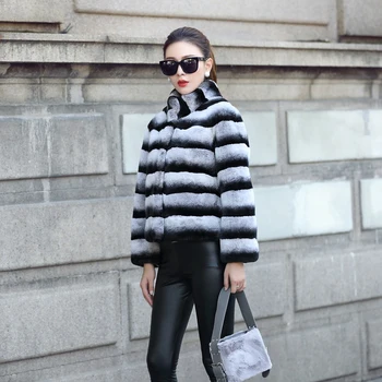 Kaufen 2017 Winter Neue Frauen Kaninchen Pelz Mäntel, Chinchilla Rex Kaninchen Pelz Mäntel Rex Kaninchen Pelz Jacke Mäntel Freies Verschiffen ML703