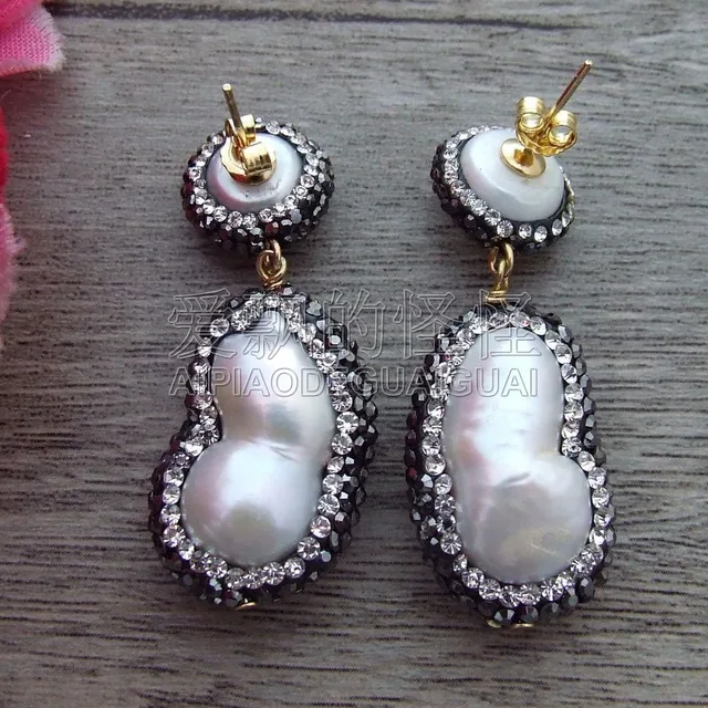 E100714 White Twins Pearl Trimmed With Marcasite Earrings In Drop E100714 White Twins Pearl Trimmed With Marcasite Earrings