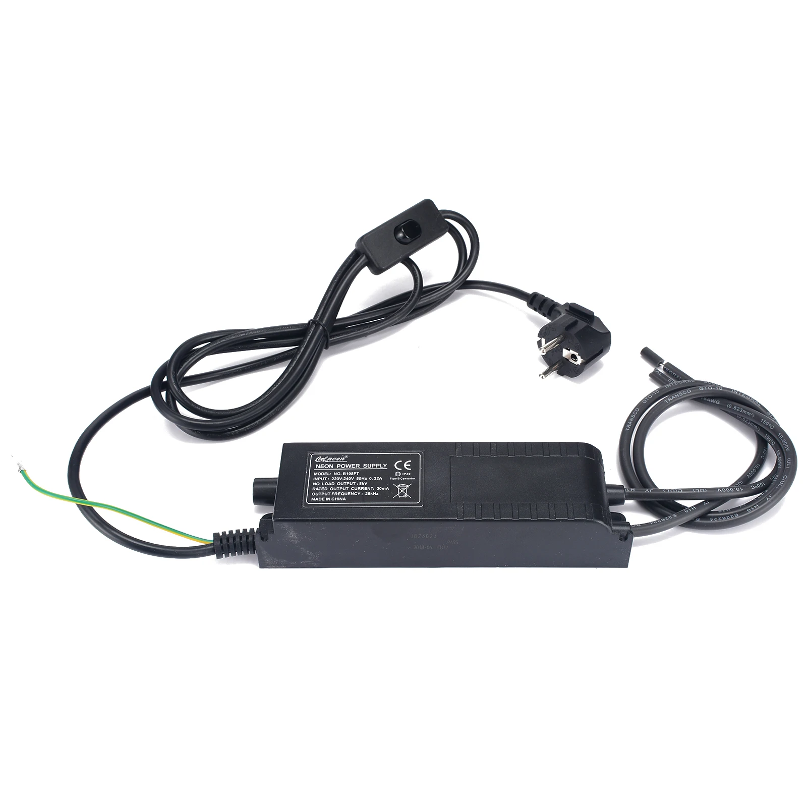 Durable Neon Transformer Power Supply With Dimmer Neon Adjust Ballast 8KV 220V 30mA 185x52x37mm EU Plug