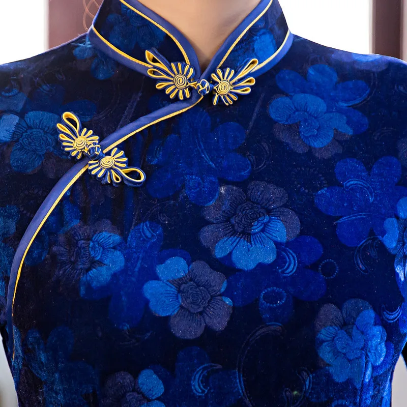 Новое поступление, женское, s m ini, Cheongsam, модное, в китайском стиле, велюровое платье, элегантное, Qipao Vestido, Размеры s m L XL XXL XXXL 1A3593