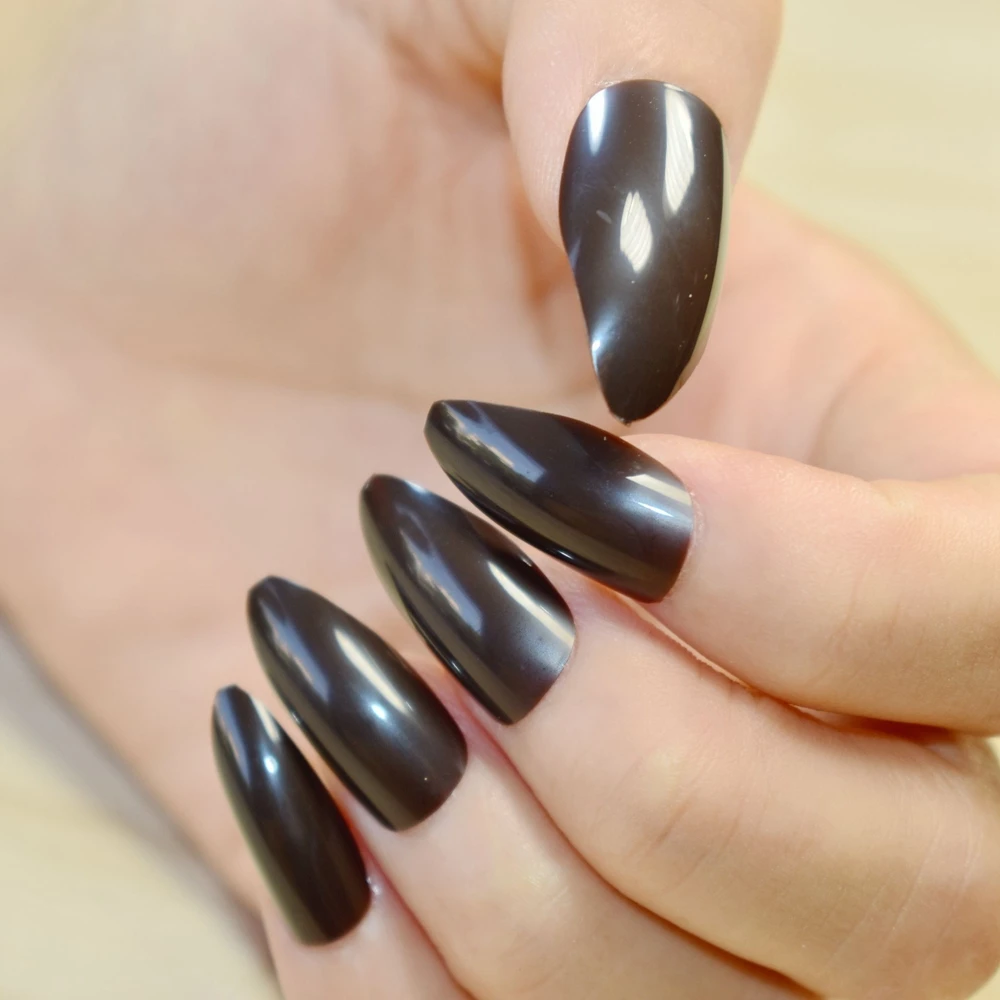 Full Wrap Medium Fake Nails Dark Color Sharpen Stiletto Acrylic Nail Full Wrap Medium Fake Nails Dark Color Sharpen Stiletto Acrylic Nail Tips Easily Diy Material Fashion Design 229p In False From Beauty Health