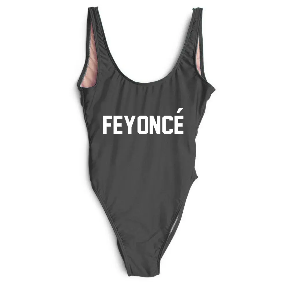 FEYONCE SWIMSuit One Piece Swimwear Letter Print Swimsuits