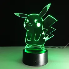 2017 Pokemon Lamp 3D Pikachu Night Light Halloween Kids Toys Holiday Gifts USB Lampe Pocket Monsters Lampara