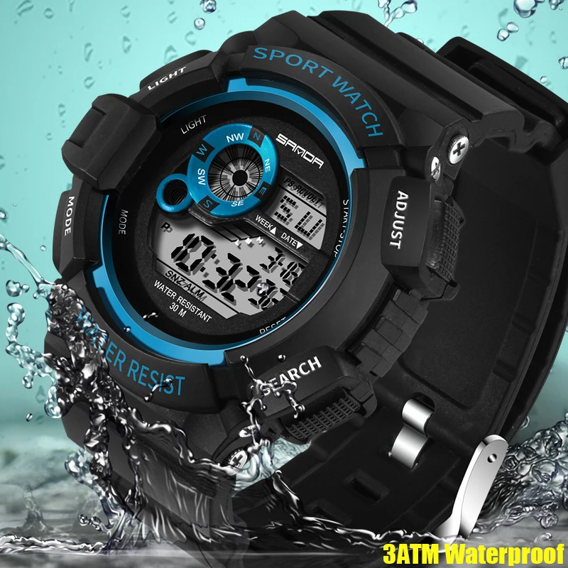 

2018 SANDA Outdoor Sports Watches Hiking Men Watch Digital LED Electronic Watch Man Sports Watches Chronograph Men Clock