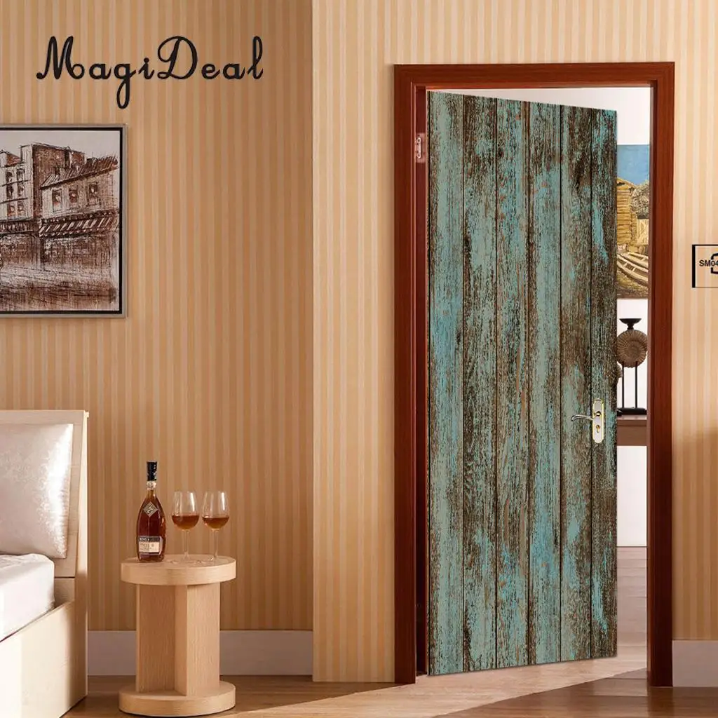 3D Door Wall Paper Murals Wall Stickers Scene for Home Art Decoration Self Adhesive Vinyl Waterproof Art Door Decals 77x200cm
