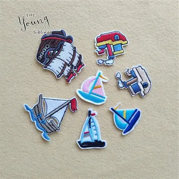

Exquisite Kids Clothes Fabric Stripes Stickers Embroidered Iron On Garments Jeans Appliques DIY Jeans Motif Badge Boats Patches