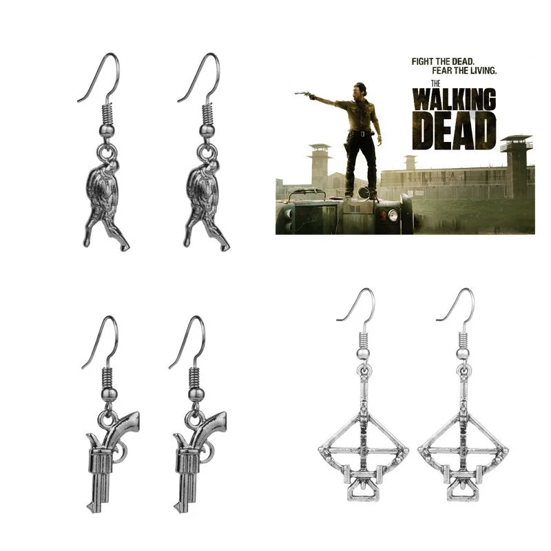 

The Walking Dead Earring Zombie/Gun/Bow Drop Earrings for Women horror movie Jewelry Ear Drops