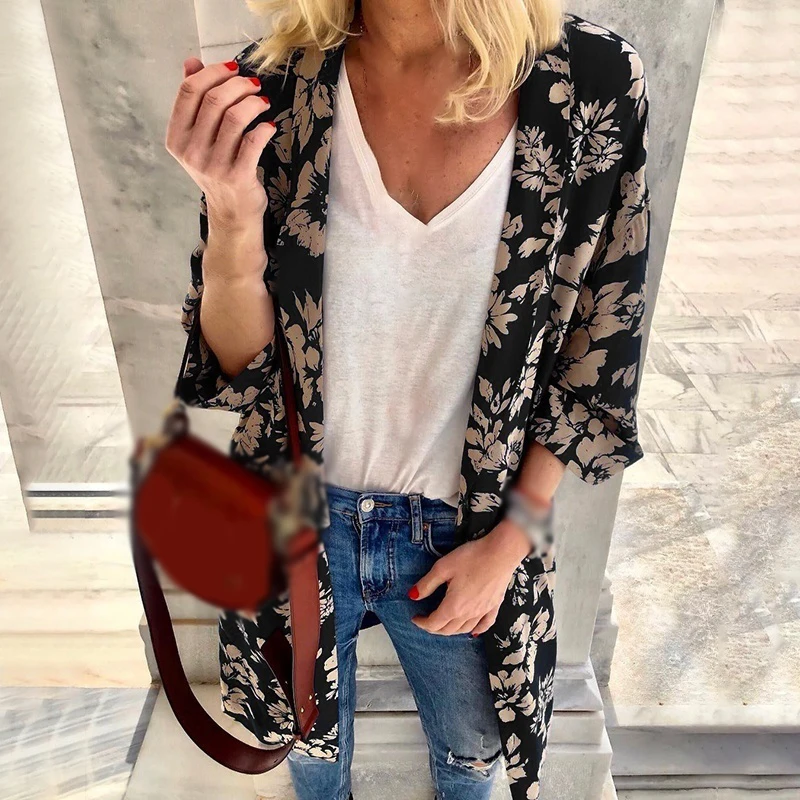 

2019 Summer Fashion Women's Holiday Beach Sunscreen Shirt Casual Print Cardigan Tops