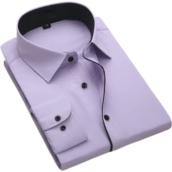 

FillenGudd 2019 Fashion Long Sleeve Men Casual Dress Shirts Social Business Male Clothing with Black Collar Cheap High Quality