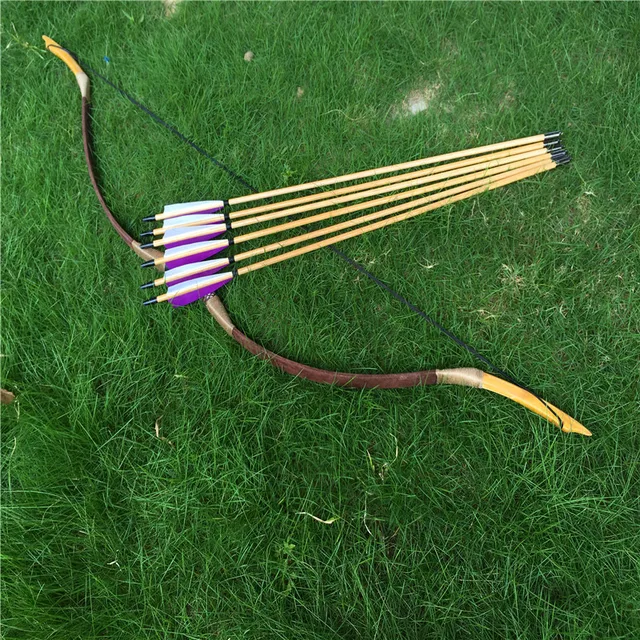  US $118.99 Archery Fiberglass Leather Recurve Longbow arrows
