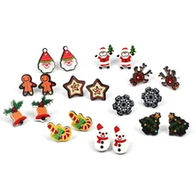10 пар мультяшных рождественских серег набор Снежинка серьги с оленями Модные женские серьги-гвоздики ювелирные украшения