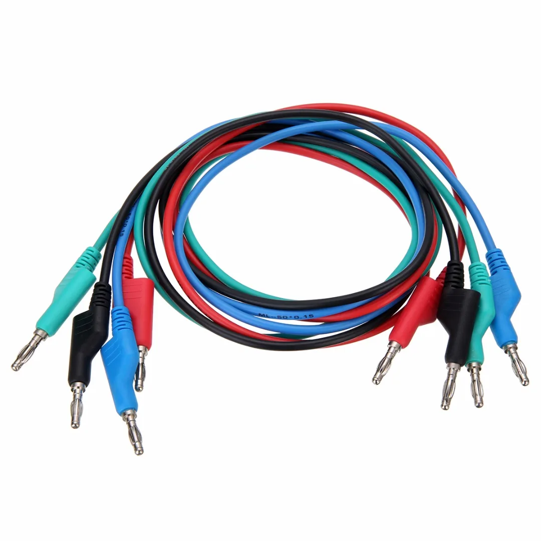 Mayitr 4pcs/set 1M 4mm Silicone Banana Plug Multimeter Test Cable Wires Lead Kits Laboratory Electric 4 Colors