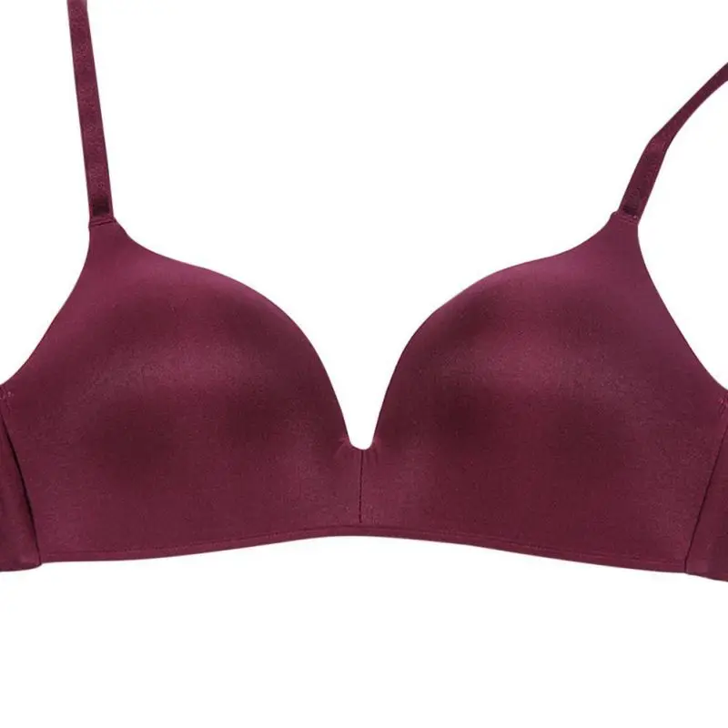 Women One-piece Bra Seamless Wire Free Bras Silk Soft bralette Thin padding Pink Beige Nude bralette