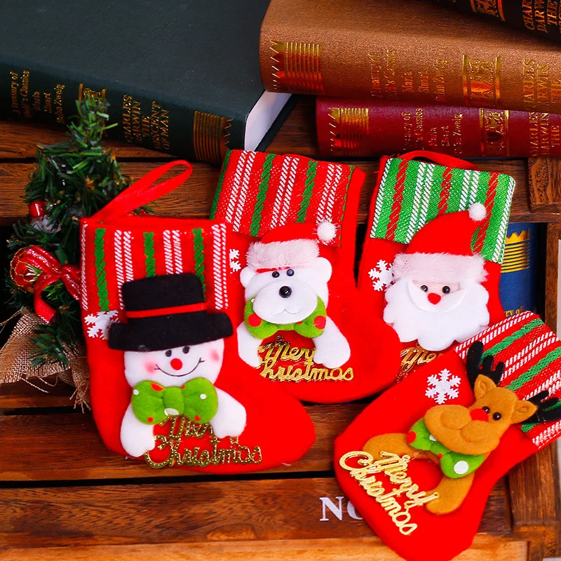 1 шт. Санта мешки Рождественский носок, Рождественская декорация для дома Рождественская елка Рождественские украшения Рождественские подарочные сумки