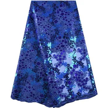 

Royal Blue Sequin Lace Fabric High Quality Tulle Lace Fabric With Many Sequins Lace African French Lace Fabric For Dresses S1592