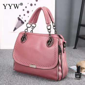 

Pink Crossbody Bags For Women 2018 Solid Ladies Top-Handle Hand Bag Luxury Pu Leather Handbags Women Bags Designer Shopping Bag