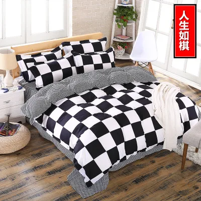 

summer style brushed cotton duvet cover set queen size 4pcs/set bedding set home textile bed linen flat sheet bedclothes