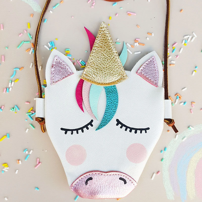 

Unicorn Women Small Crossbody Bag Mini Leather Coin Purse Girls Fashion Long String Wallet Children Money Card Pocket Kids Gift
