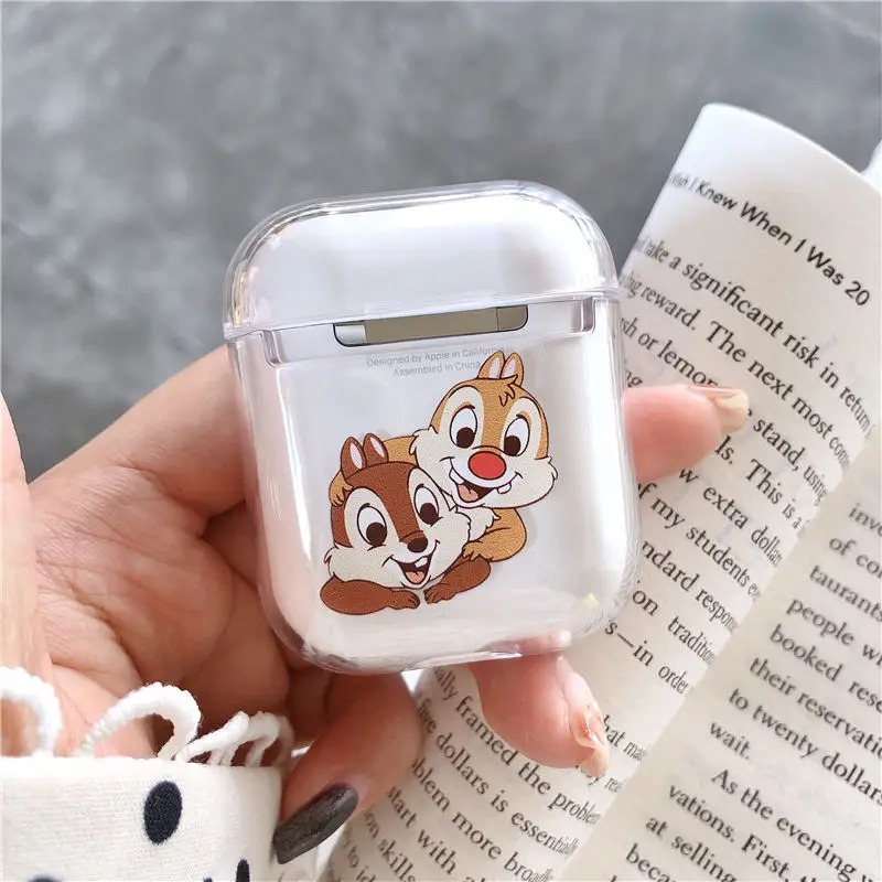 Cute Cartoon Bear Squirrel Clear Hard Case for Apple Airpods Headphone Cover Bluetooth Wireless Mickey Minnie Earphone Box Bags