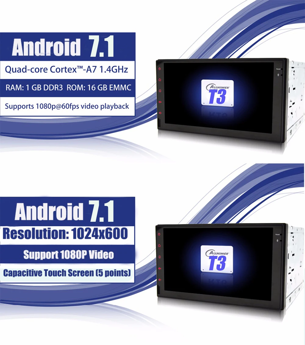 Excellent Qual Core 1024*600 2 din Android 7.1 7 Inch 2 DIN 1024*600 Car DVD GPS For VW Passat B6 / B7 / Passat CC with WiFi 4