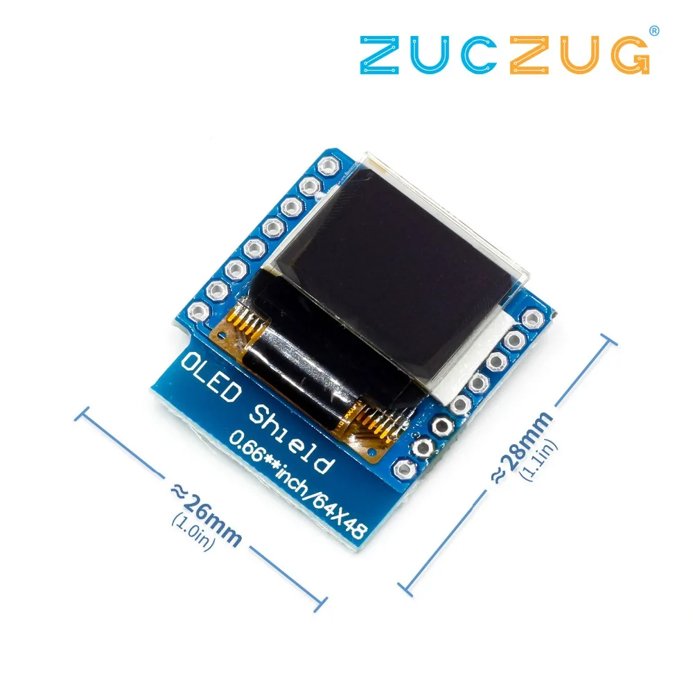 

OLED Shield V2.0.0 for WeMos D1 mini 0.66" inch 64X48 IIC I2C two button