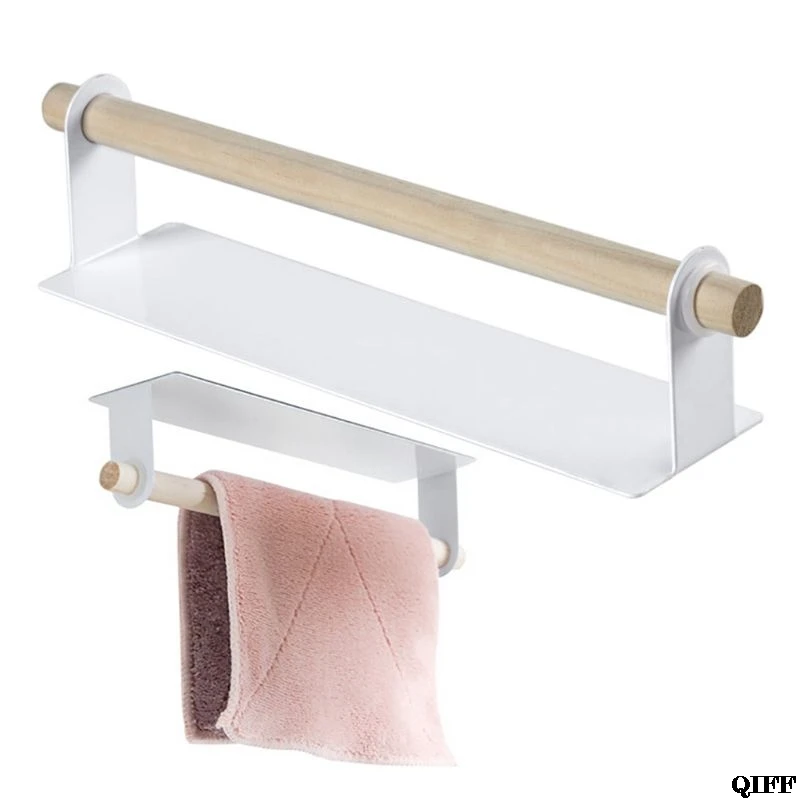 

Adhesive Paper Towel Wooden Holder Storage Rack Organizer Tissue Shelf Under Cabinet Cupboard For Kitchen Bathroom Home Jun13