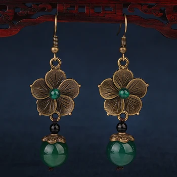 NEW MYWINY OWN DESIGN metal flowers vintage ethnic green earrings for women 18 design