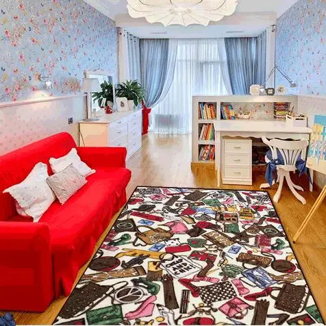 Для женщин тенденции моды печатных Ковры Спальня коврик прикроватный коврик одеяло гостиной чайный столик Tapis Нескользящие коврик одеяло