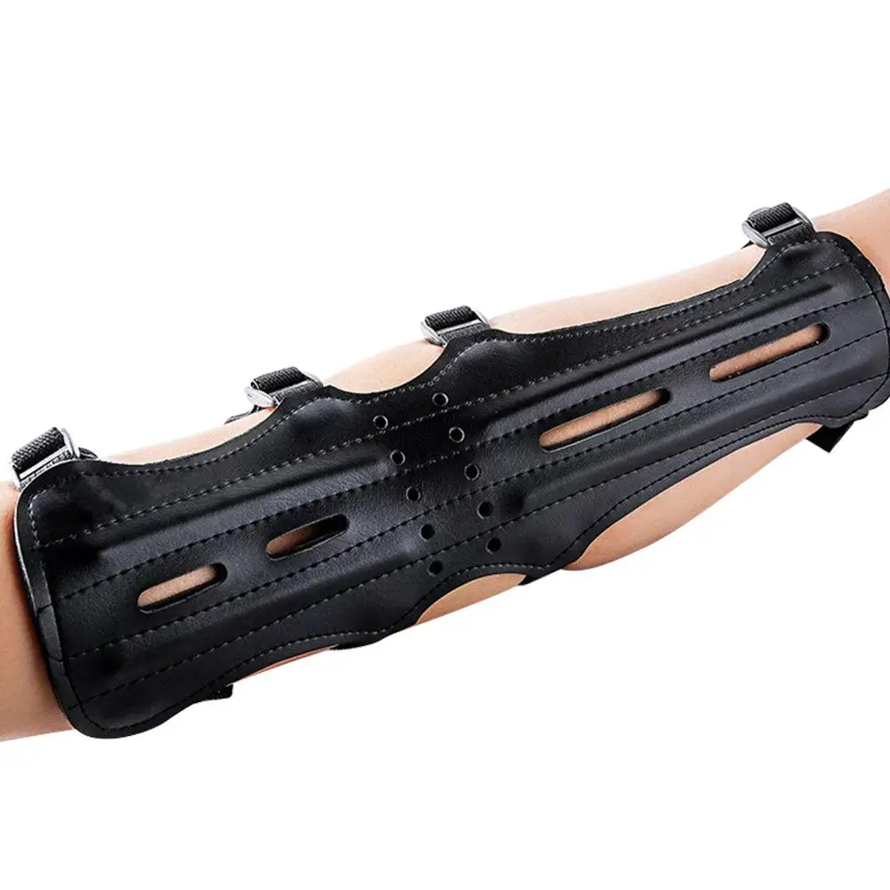 

Armguard Bracers Cowhide Four Holes Protective Clothing Training Finger Arrow Bow Archery Field Arm Guard HUnting Accessories