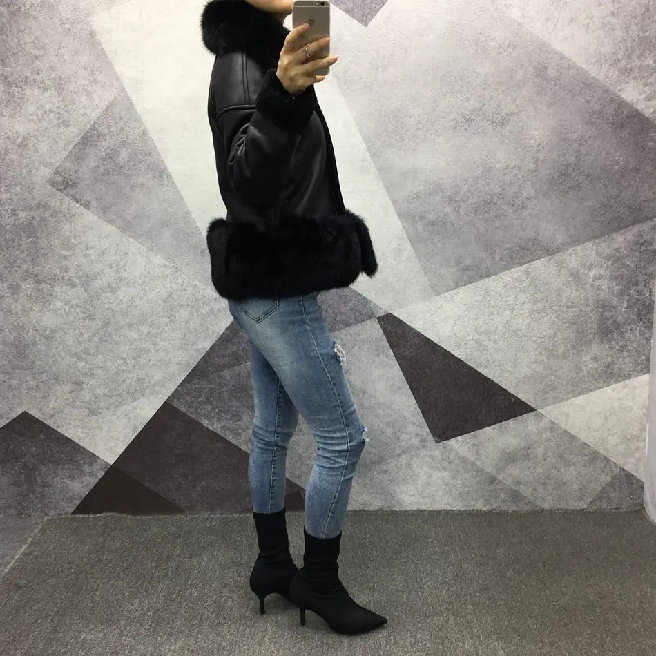 women genuine leather jacket with fur (9)