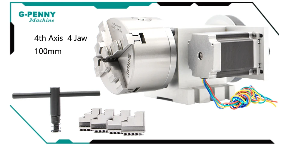 4Jaw100mm 4-я ось ЧПУ делительная головка/вращение 6:1 ось/ось комплект с nema23 шаговый двигатель для ЧПУ маршрутизатор Деревообработка Гравировка