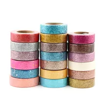 15mm*5m Glitter Washi Tape Set Japanese Stationery Scrapbooking Decorative powder Tapes Adhesive Tape Kawai Adesiva Decorativa kawai pink printing japanese washi tape stickers for scrapbooking masking tape adesiva decorativa decorative scotch tape