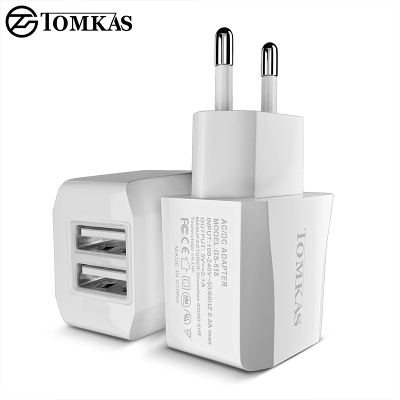 Tomkas usb شاحن محول السفر العالمي المحمولة usb 5v2. 1a الاتحاد الأوروبي قابس شاحن الهاتف المحمول ل فون العالمي ستريت شاحن