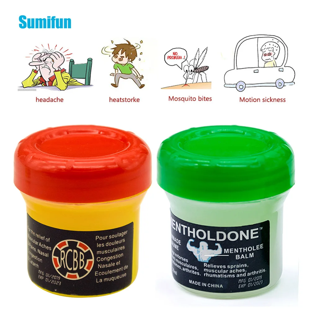 

2pcs Cooling Oil Refresh Balm Pain Relief Ointment Cold Headache Dizziness Muscle Rub Aches Cream Medical Plaster
