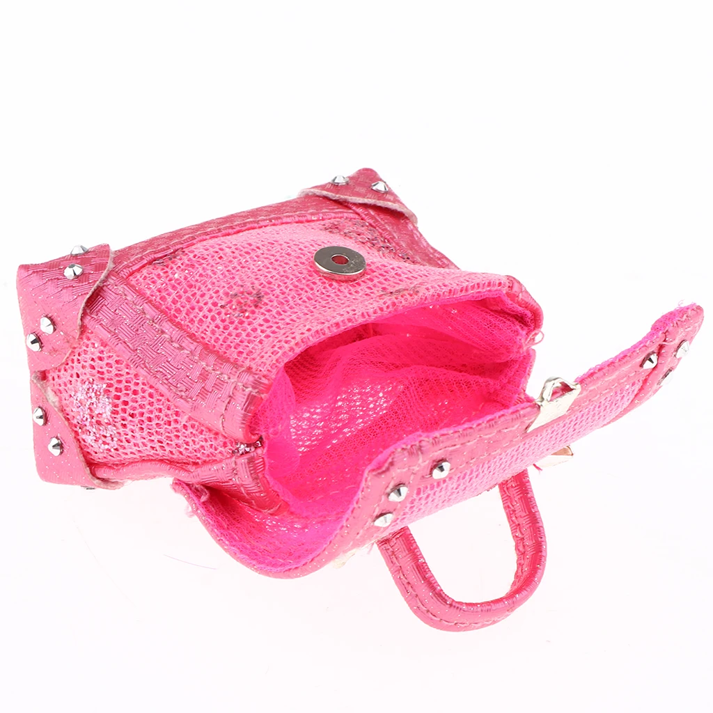 MagiDeal Adorable Miniature Bag Handbag Purse for Blythe 1/6 BJD Dolls Pink