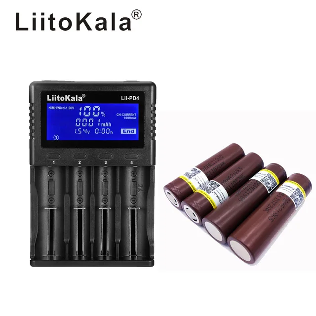 Аккумуляторная батарея LiitoKala с ЖК-дисплеем 3 7 в 18650 21700 + 4 аккумулятора HG2 3000 мАч 1