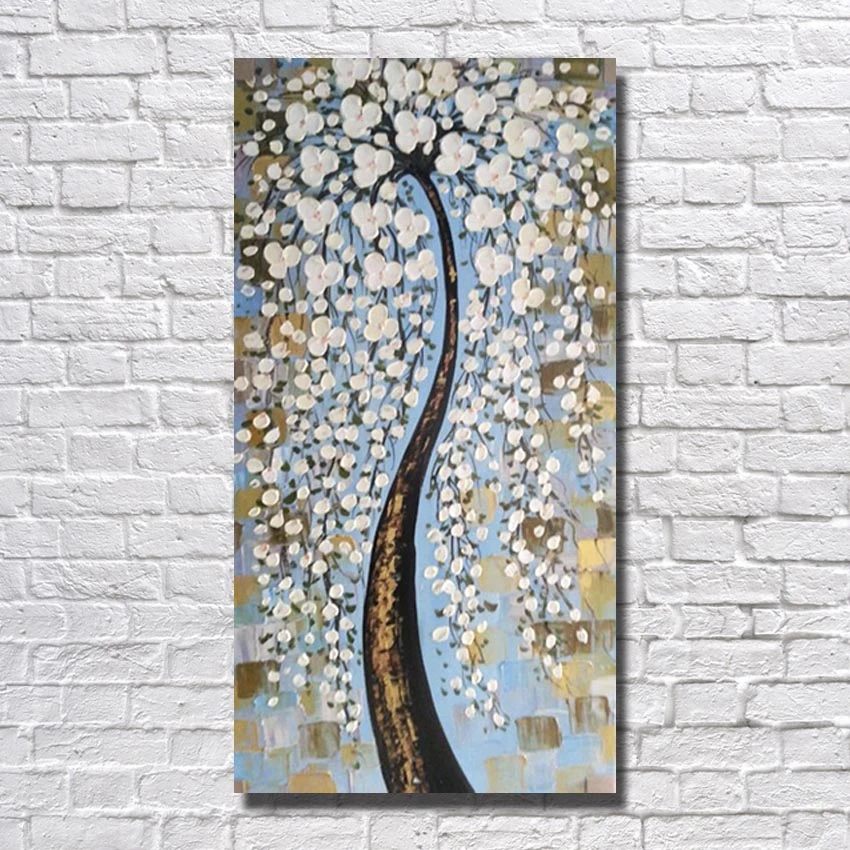 

White flower knife oil Painting hand painted with good qualit for wholesale cheap price modern home art decor