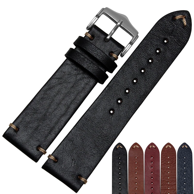 Buy 20mm 22mm High quality handmade calfskin strap