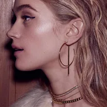 Большие круглые серьги-кольца мода ZA серьги для женщин Длинная подвеска с бруском Золото Серебро Цвет Корея ювелирные изделия Brinco