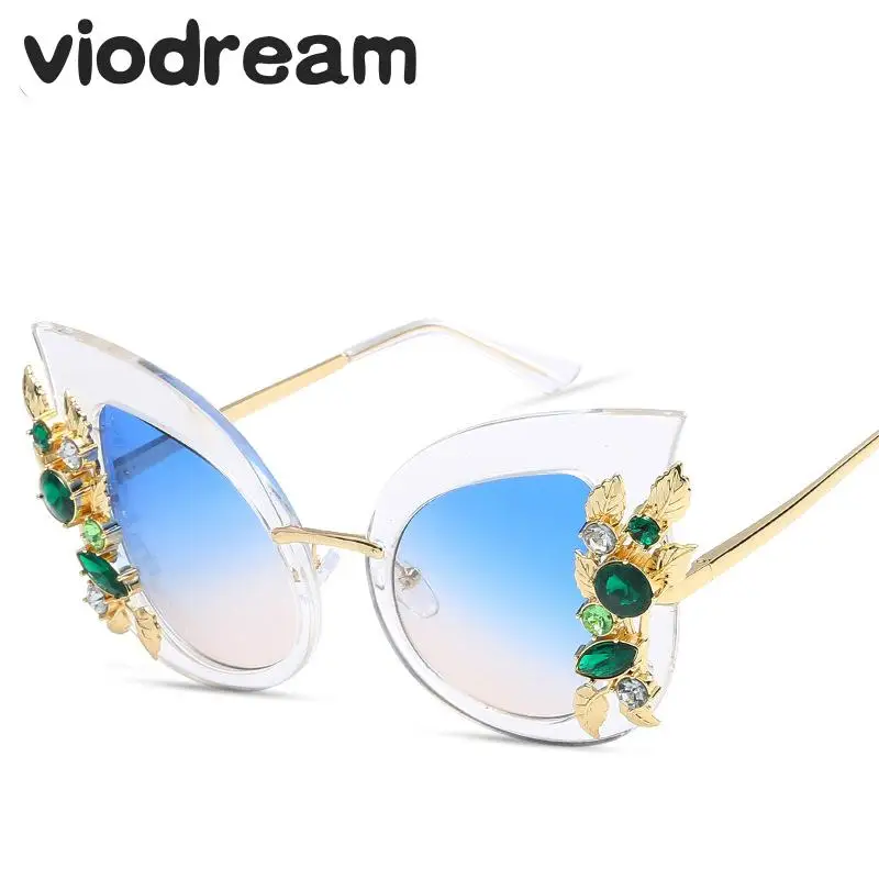 Viodream модные алмазные большие кошачий глаз солнцезащитные очки Oculos De Sol Feminino женские брендовые дизайнерские солнцезащитные очки 6698