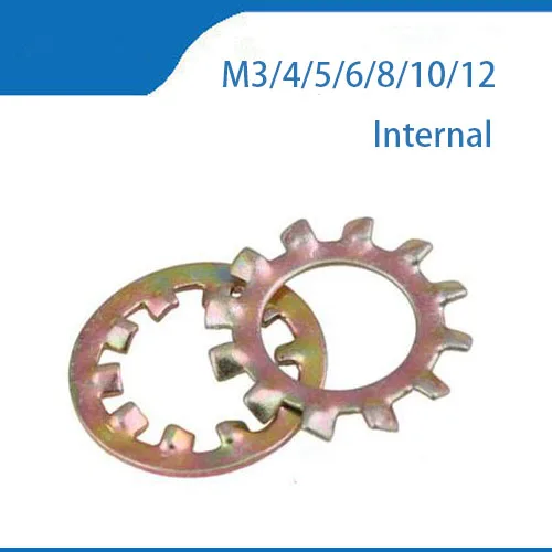 100pcs M3 M4 M5 M6 M8 Zinc Plated Internal Serrated Shake proof Washer